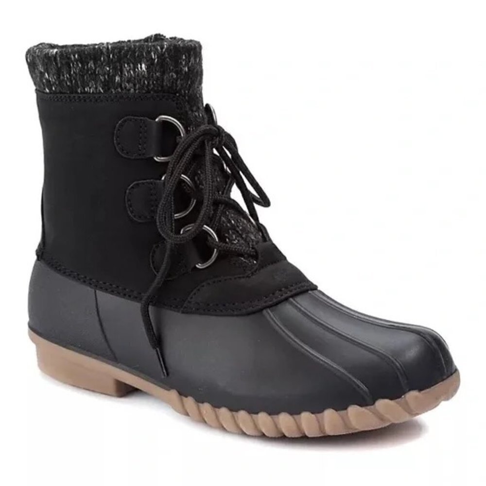 BareTraps Women's Fabulous Water Resistant Black Duck Boot Size 6M